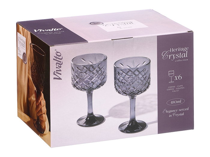 Vivalto Copa Troquelada Verre Gris 480 ml 10 x 19 x 10 cm (Set de 24)