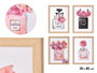 Giftdecor Tableau Toile Cadre Naturel Parfum Assortis 30 x 40 cm Blanc Rose Rouge Bois et Tissu (Set de 8)