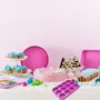 Fackelmann Tasty - Ensemble de 4 moules à pâtisserie antiadhésifs (moule à muffins, moule à manqué, plaque à pâtisserie, moule à brownie) - Rose fuchsia