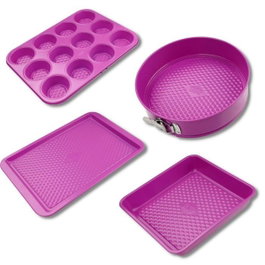 Fackelmann Tasty Ensemble de 4 moules fuchsia