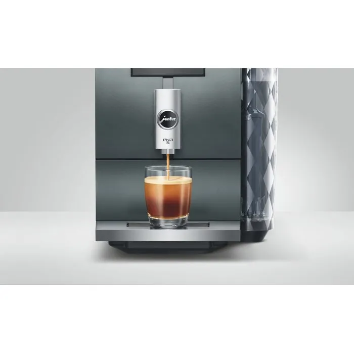 JURA ENA 5 Machine à café expresso broyeur, 6 boissons, 1450 W, réservoir 1.1 L, percolation Hot/Cold/Light Brew, écran tactile TFT, finition vert gris laqué