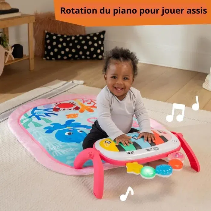 Baby Einstein Tapis d'éveil musical 4-en-1 Jellyfish Jamboree - Arche sensorielle, piano avec 90 sons, apprentissage multilingue, 0-36 mois, rose