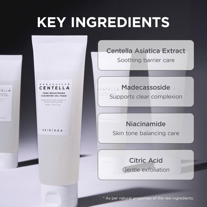 Skin1004 Madagascar Centella Gel nettoyant moussant illuminateur de teint 125 ml