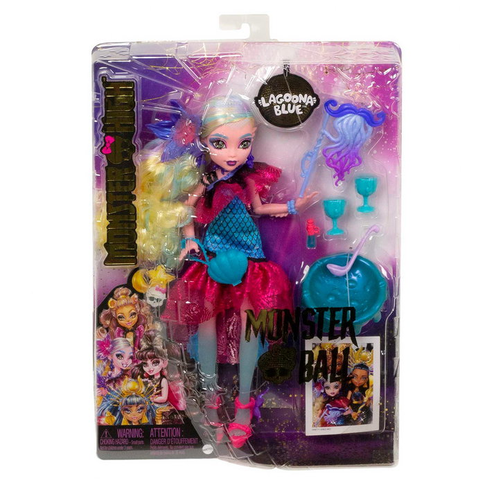 Mattel Monster High Poupee Lagoona Blue - Robe de Soirée Monster Ball avec Décorations Corail et Sac à Main Coquillage Ouvrable (Hnf71)