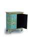 GINER Y COLOMER - Buffet en bois de manguier turquoise 2 portes avec détails peints à main - 77 x 65 x 33 cm - Meuble artisanal