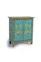 GINER Y COLOMER - Buffet en bois de manguier turquoise 2 portes avec détails peints à main - 77 x 65 x 33 cm - Meuble artisanal