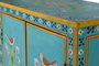 GINER Y COLOMER - Buffet en bois de manguier turquoise 2 portes avec détails peints à main - 77 x 65 x 33 cm - Meuble artisanal