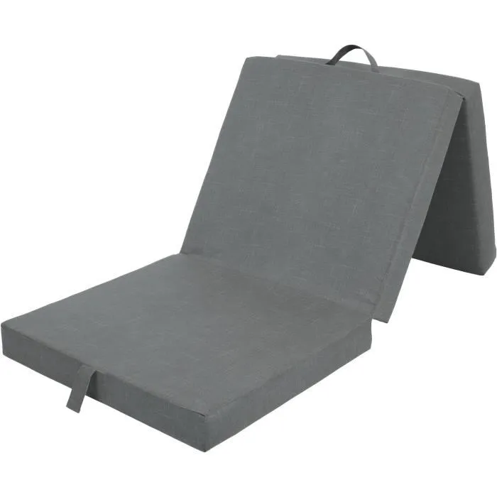 Chauffeuse pliante multi-positions SAMBA - Grise foncé - Mousse polyuréthane - Tissu polycoton - 190 x 70 x 9 cm Chauffeuse pliante multi-positions SAMBA - Grise foncé - Mousse polyuréthane - Tissu polycoton - 190 x 70 x 9 cm