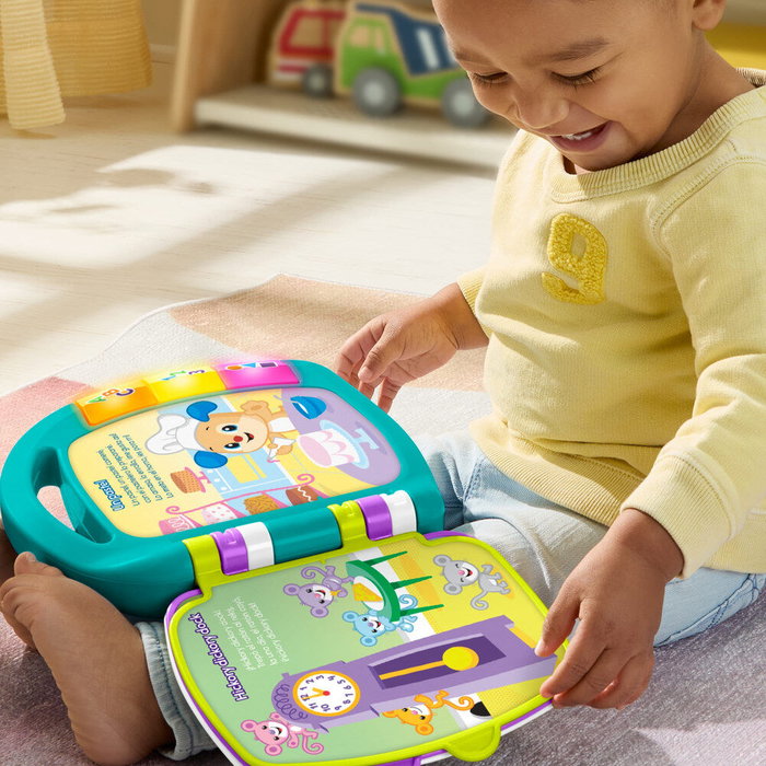Mattel Livre Interactif d'Apprentissage Fisher-Price Ríe Y Aprende avec Lumière et Son