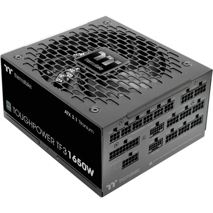 Thermaltake Toughpower TF3 1650W - Alimentation PC 80 Plus Titanium Modulaire - 1650W - ATX 3.1 - Compatible PCI-E 5.1 12VHPWR (16Pin) x2 - Noir