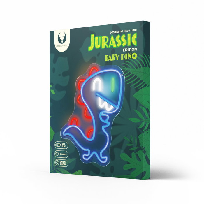 Forever Lampe Néon LED PLEXI Jurassic Baby avec Variateur, Alimentation USB