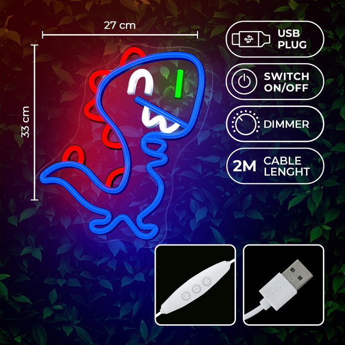 Forever Lampe Néon LED PLEXI Jurassic Baby avec Variateur, Alimentation USB