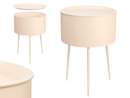 Giftdecor Table d'appoint ronde beige métal 40x22x40 cm
