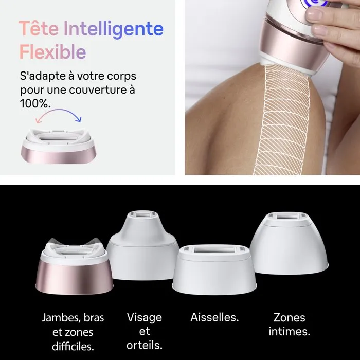 Braun Skin i-expert PL7431 Épilateur à lumière pulsée IPL avec capteur SkinProtect - Blanc et Rose Gold