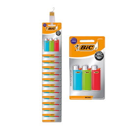 Bic Mini j25 Briquets Mini, Couleurs Assorties, Lot de 12 Blisters de 3 Unités