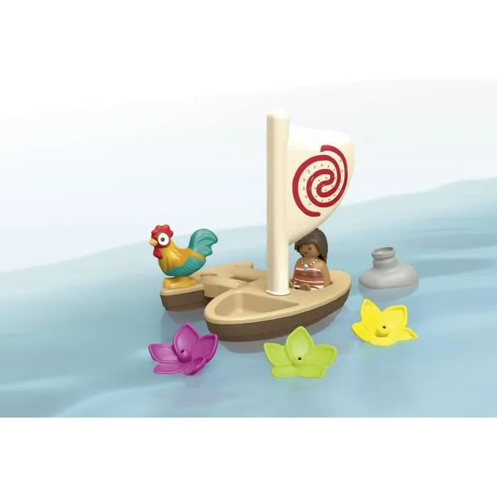 PLAYMOBIL 71459 Jouet de bain Vaiana - Bateau à voile et catamaran flottant avec accessoires pour enfant dès 12 mois