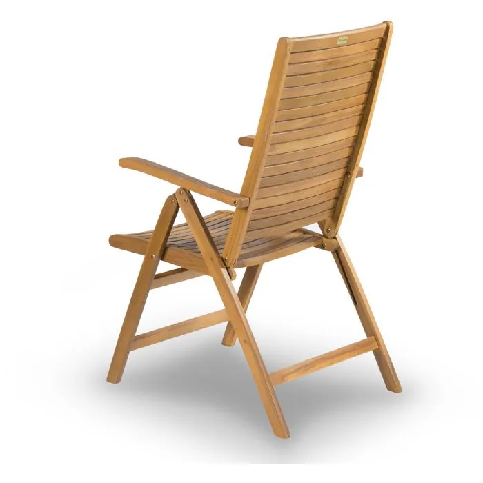 Fieldmann FDZN 4101-T - Chaise de jardin réglable en bois d'acacia, dossier 5 positions, pliable, pour intérieur et extérieur