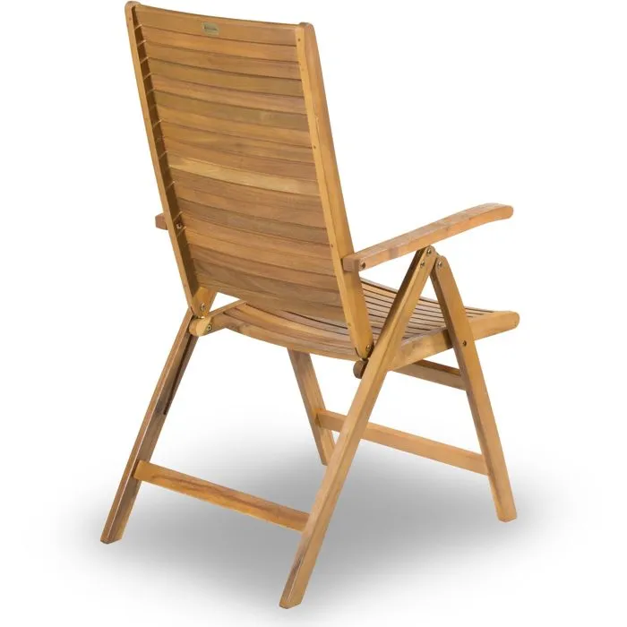 Fieldmann FDZN 4101-T - Chaise de jardin réglable en bois d'acacia, dossier 5 positions, pliable, pour intérieur et extérieur