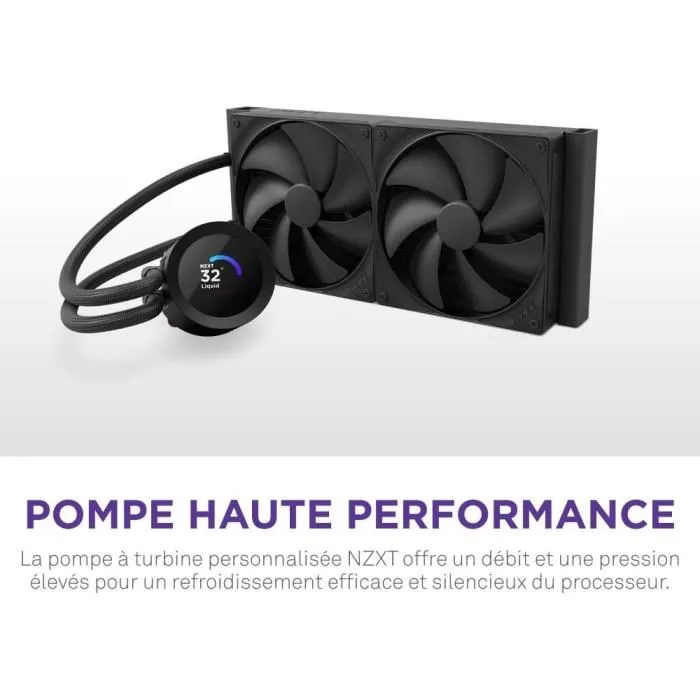 Nzxt RL-KN240-B2 - Kraken Plus 240 - Kit de Watercooling avec Écran LCD 1.54" Personnalisable - Performance Améliorée - Compatible Socket AM4 - Noir