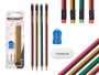 Pincello Lot de 3 crayons à rayures avec gomme et taille-crayon 1,2 x 8 x 24,5 cm (Set de 48)