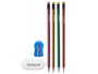 Pincello Lot de 3 crayons à rayures avec gomme et taille-crayon 1,2 x 8 x 24,5 cm (Set de 48)