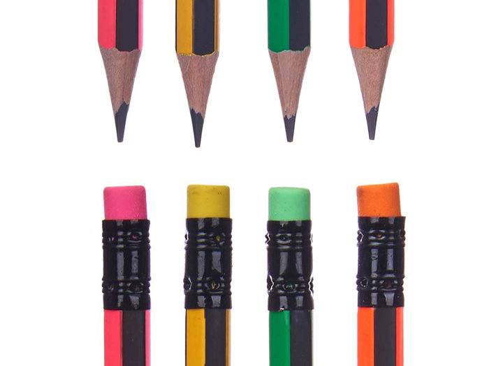 Pincello Lot de 3 crayons à rayures avec gomme et taille-crayon 1,2 x 8 x 24,5 cm (Set de 48)
