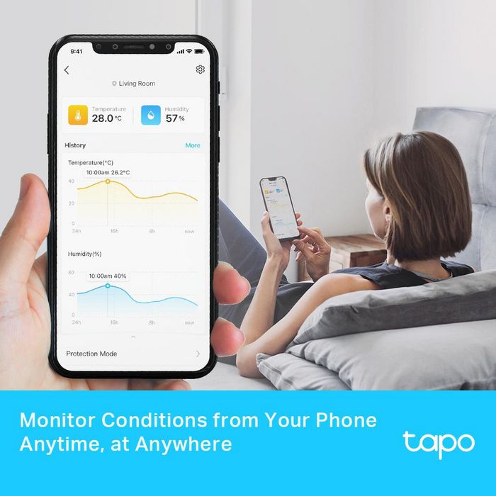 TP-Link Tapo Smart Temperature & Humidity Monitor - Capteur Intelligent pour la Maison avec Écran E-Ink 2.7", Notifications en Temps Réel, 868/922 MHz