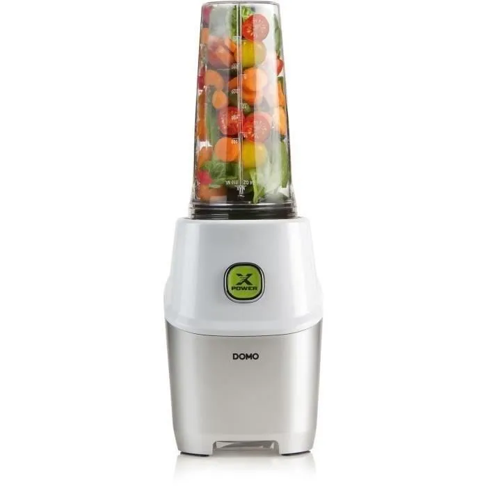 DOMO DO700BL Blender 1000 W - Mixeur Portable avec 3 Bouteilles (700 ml + 2 x 500 ml) et Livre de Recettes, Gris