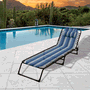 Marbueno Tumbona Pliable Acier avec Coussin Jardin et Piscine 190x58x27 cm Rayures Bleues 10171