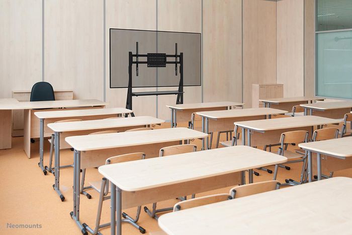 Neomounts FL50 - 525BL1 Support au sol mobile pour écrans plats 55 à 86 pouces - Capacité 76 kg - Plateau média - Noir