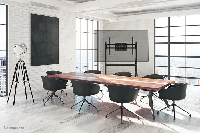 Neomounts FL50 - 525BL1 Support au sol mobile pour écrans plats 55 à 86 pouces - Capacité 76 kg - Plateau média - Noir