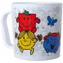 Fun House - Lot de vaisselle Monsieur Madame - 1 assiette creuse diametre 16 cm, 1 gourde 350 ml, 1 mug 350 ml et 2 peluches 12 cm
