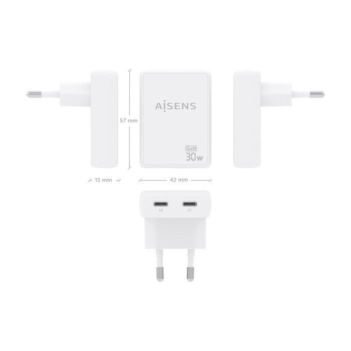 Chargeur mural Aisens ASCH-30W2P075-W Blanc 30 W