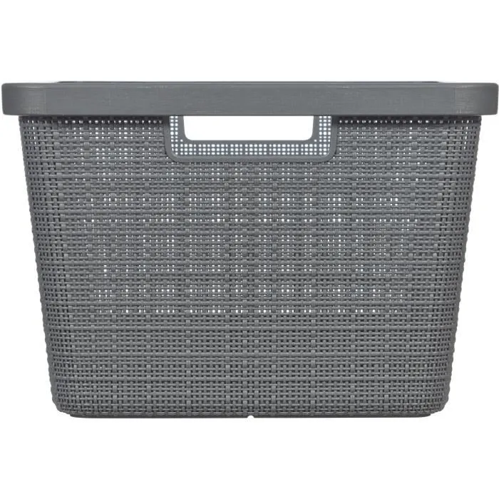 Curver - Corbeille à linge en jute - 46 Litres - Gris - 59.4 x 39.4 x 25.6 cm - Polypropylène - Organiseur de buanderie