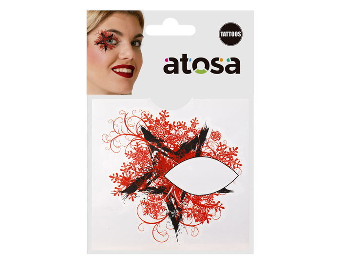 Atosa Tatouage facial décoratif pour les yeux style fantastique rouge et noir