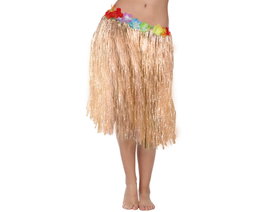Atosa Jupe Hawaïenne Beige avec Fleurs Multicolores 41 cm