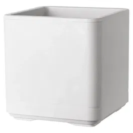 Deroma Pot de Fleurs Cube Cosmo Perle - 38 x 39 cm - Blanc - Réserve d'Eau, Roulettes - Matière Recyclée Résistante au Gel et aux UV - 25.5L