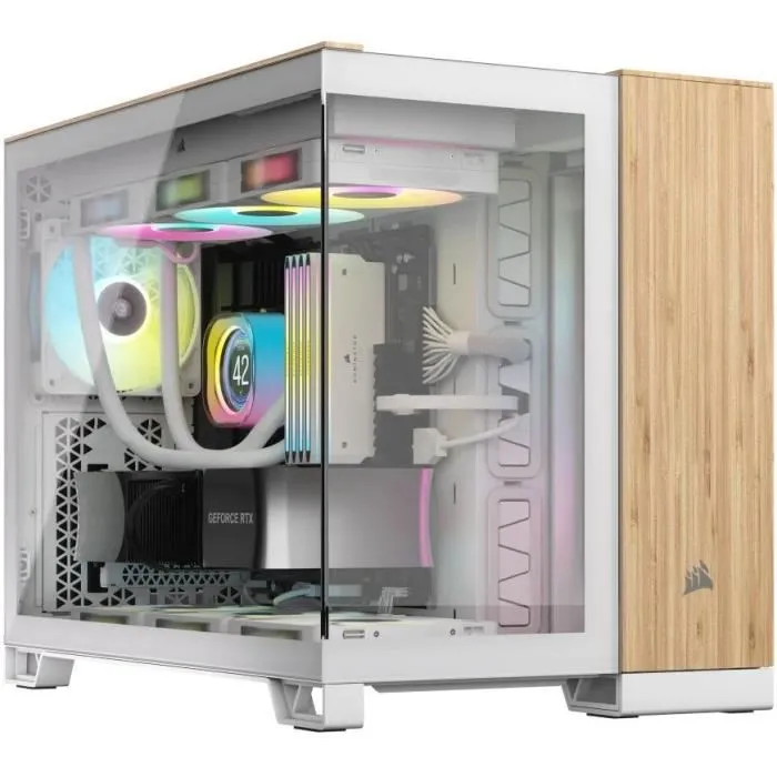 Corsair CC-9011288-WW 2500X - Boîtier PC mATX en Bamboo et Blanc avec Fenêtre en Verre Trempé Corsair CC-9011288-WW 2500X - Boîtier PC mATX en Bamboo et Blanc avec Fenêtre en Verre Trempé