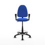 Tabouret Aýna taburete Contact permament de base Tissu Bleu Structure polyamide noire Accoudoirs fixes Sans appui-tête Roulettes en nylon 50 mm