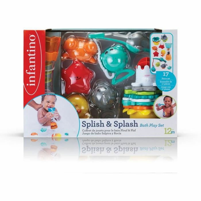 Infantino Coffret de bain 17 pièces - Gobelets, aspergeurs et pêche à la ligne