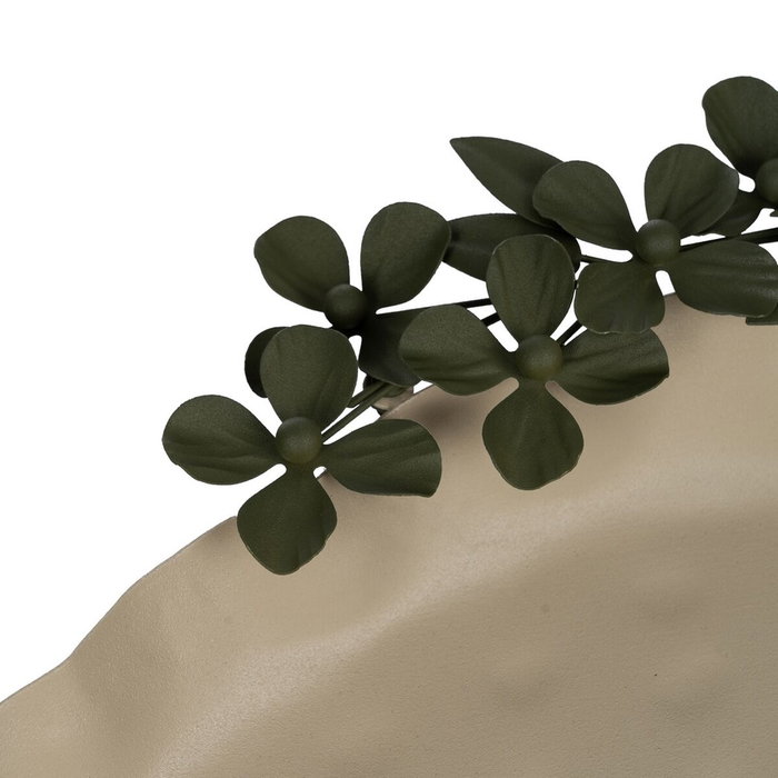 Plateau décoratif Vert Beige Fleurs 43 x 31 x 5 cm