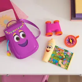 Spin Master Sac à Dos Interactif Aventure Dora l'Exploratrice - 20,3 cm avec Yeux Animés, Carte, Boussole et Jumelles - Jouet Enfant dès 3 Ans