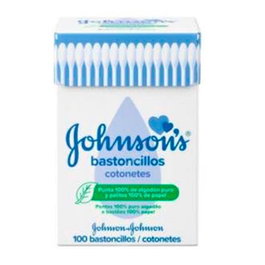 Johnson's Baby Cotons-tiges x 100 unités pour bébé - Nettoyage doux et sûr pour les zones sensibles, 100% coton pur, emballage recyclable.