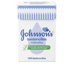 Johnson's Baby Cotons-tiges x 100 unités pour bébé - Nettoyage doux et sûr pour les zones sensibles, 100% coton pur, emballage recyclable.