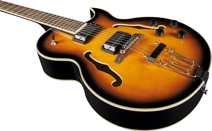 EKO Guitare Électrique Hollowbody Jazz Single Cut Sunburst Paulownia Arce Laurel 2 Humbuckers 22 Frettes 630mm
