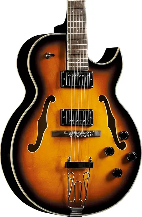 EKO Guitare Électrique Hollowbody Jazz Single Cut Sunburst Paulownia Arce Laurel 2 Humbuckers 22 Frettes 630mm
