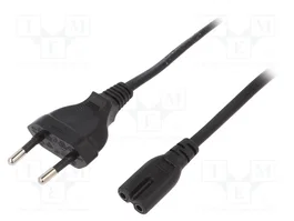 LOGILINK Câble d'alimentation H03VVH2-F 3m CEE 7/16 (C) vers IEC C7 femelle, noir