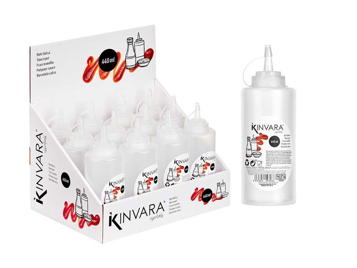 KINVARA Lot de 48 bouteilles en plastique pour sauce 440 ml, Transparente