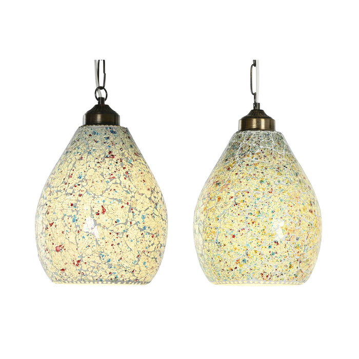 Suspension Home ESPRIT Vert Bleu ciel Métal Verre 25 W 23 x 23 x 66 cm (2 Unités)