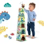 SES Creative Tour de Blocs à Empiler avec 3 Figurines de Dinosaures - Jeu d'Adresse et de Construction en Bois pour Enfants - Tour Empilable